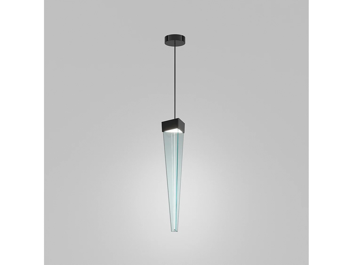 Lampa wisząca LED Stalactite, kształt piramidy, niebieskie szkło z polerowaną czarną strukturą niklową, podwójne źródło światła, 12 W, CRI 80 5012512 - obrazek 1