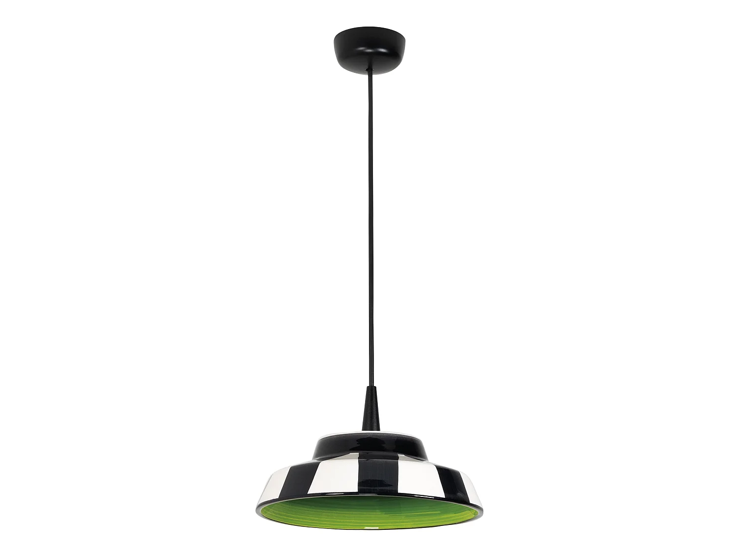 Lampa wisząca Circus Green z ceramiki rzemieślniczej Wyprodukowano we Włoszech LED 8W 2700K Średnica 24 cm Wysokość 300 cm Dwukolorowy wzór w paski 5012532 - obrazek 1