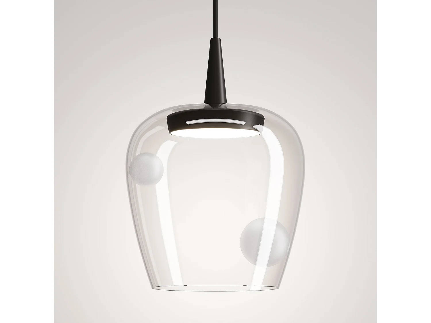 Lampa wisząca Zafferano Bilia 230V z dmuchanego szkła borokrzemianowego i piaskowanego aluminium, LED 8W 2700K CRI90, średnica 18 cm, wysokość 324 cm 5012540 - obrazek 1