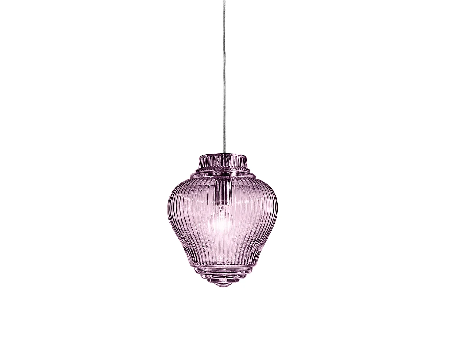 Lampa wisząca Clyde Amethyst z dmuchanego szkła z obróbką Rigadin i szarą metalową ramą, modułowa konstrukcja do użytku wewnątrz pomieszczeń, 23 cm 5012563 - obrazek 1