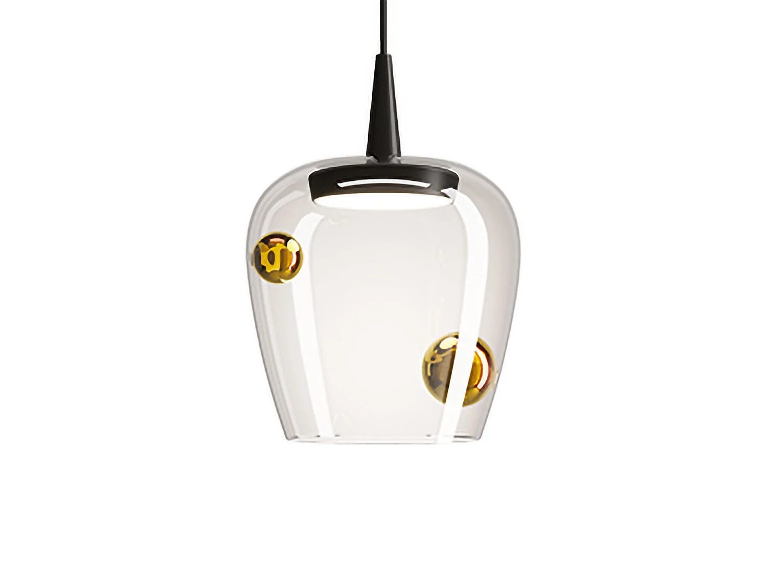 Lampa wisząca LED Zafferano Bilia 8W 3000K, średnica 18 cm, szkło borokrzemianowe dmuchane ustnie, kolor czarny i złoty, 230V, elegancki styl 5012579 - obrazek 1