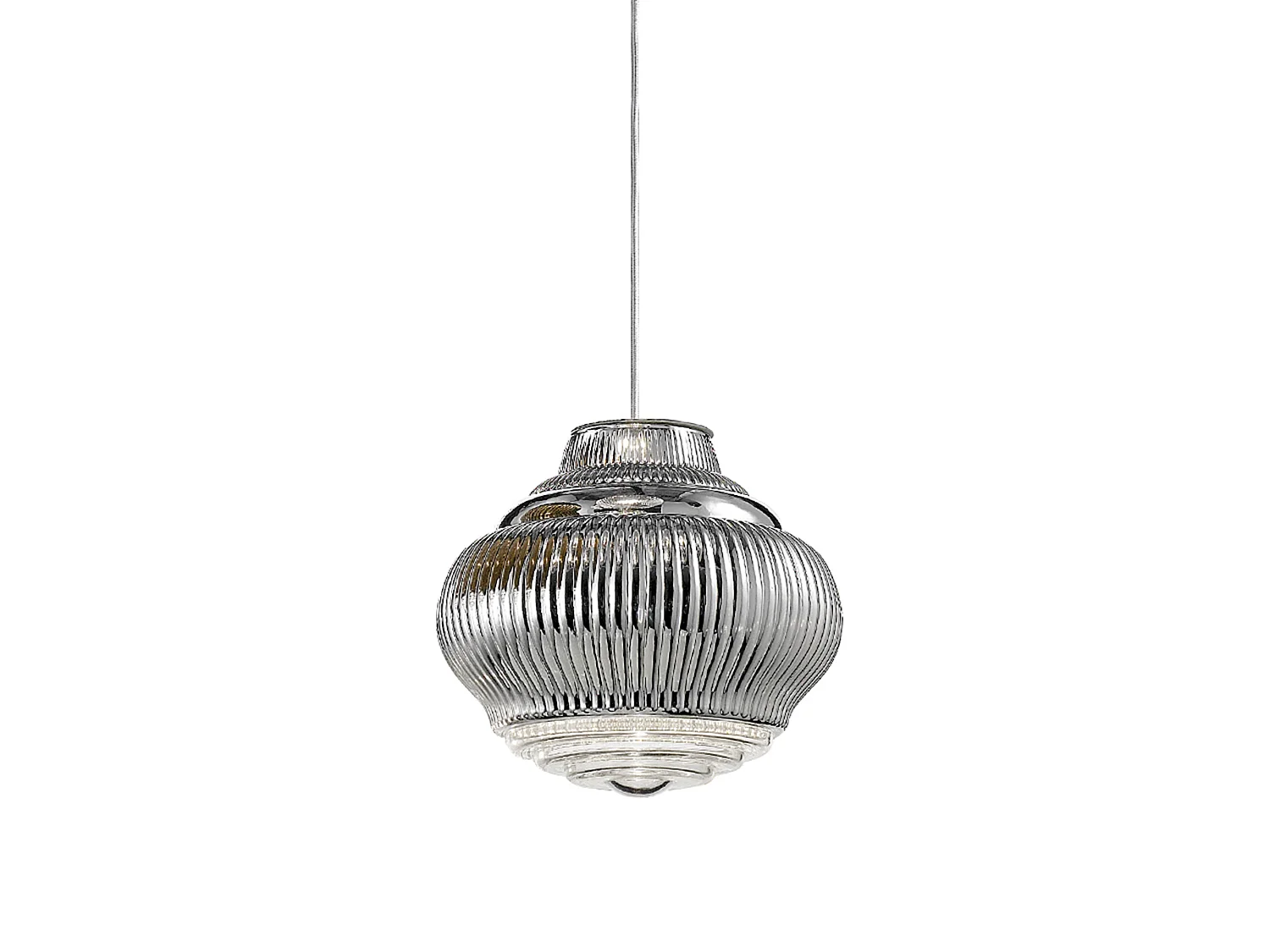 Lampa wisząca Bonnie ze szkła dmuchanego, wykończenie w kolorze srebrnym, rigadin, średnica 27,5 cm, wysokość 313 cm, konstrukcja z malowanego metalu 5012581 - obrazek 1