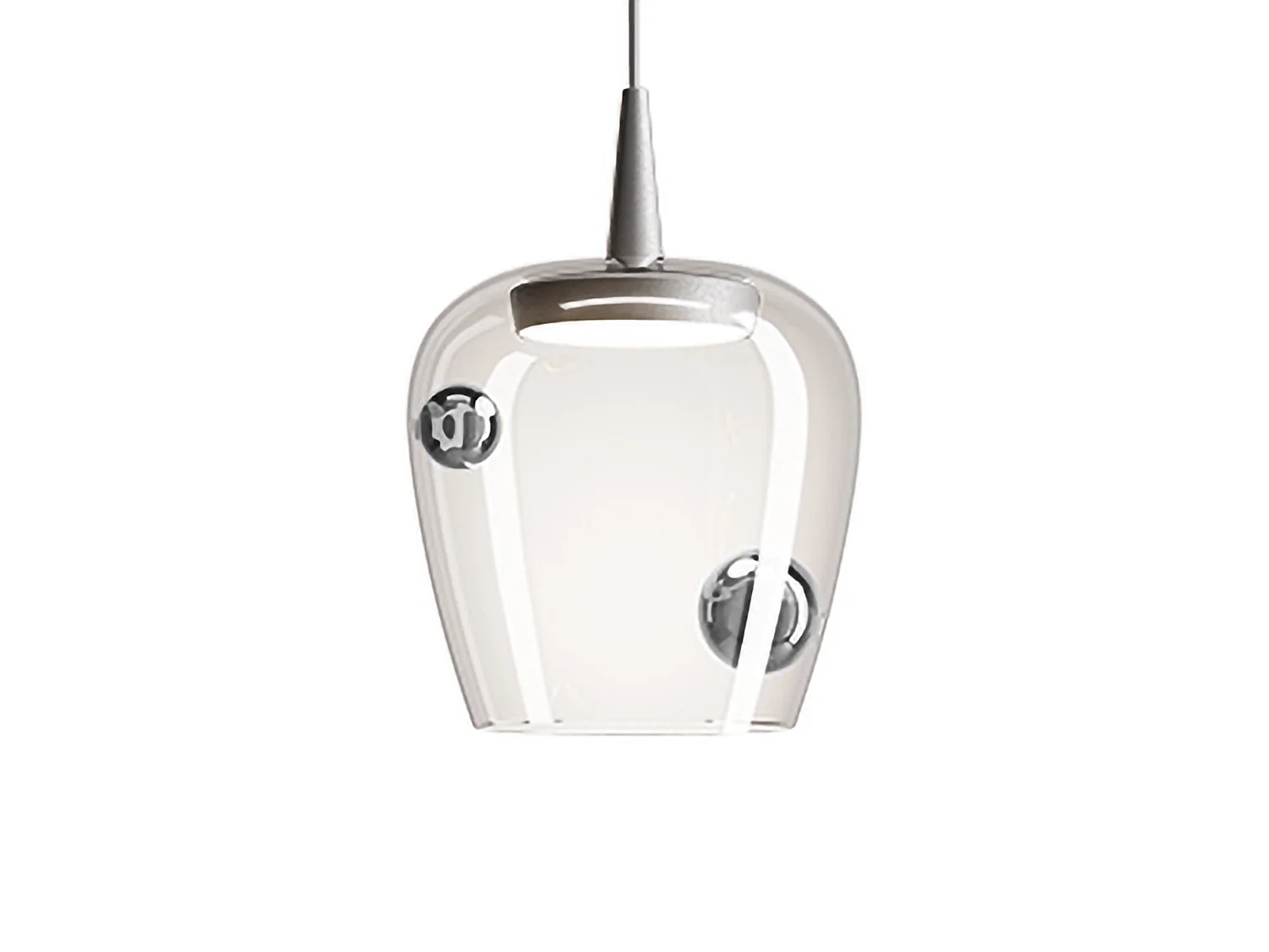 Lampa wisząca Zafferano Bilia 230V LED 8W 3000K, szkło borokrzemianowe dmuchane ustnie, kolor aluminium srebrny, średnica 18 cm 5012583 - obrazek 1