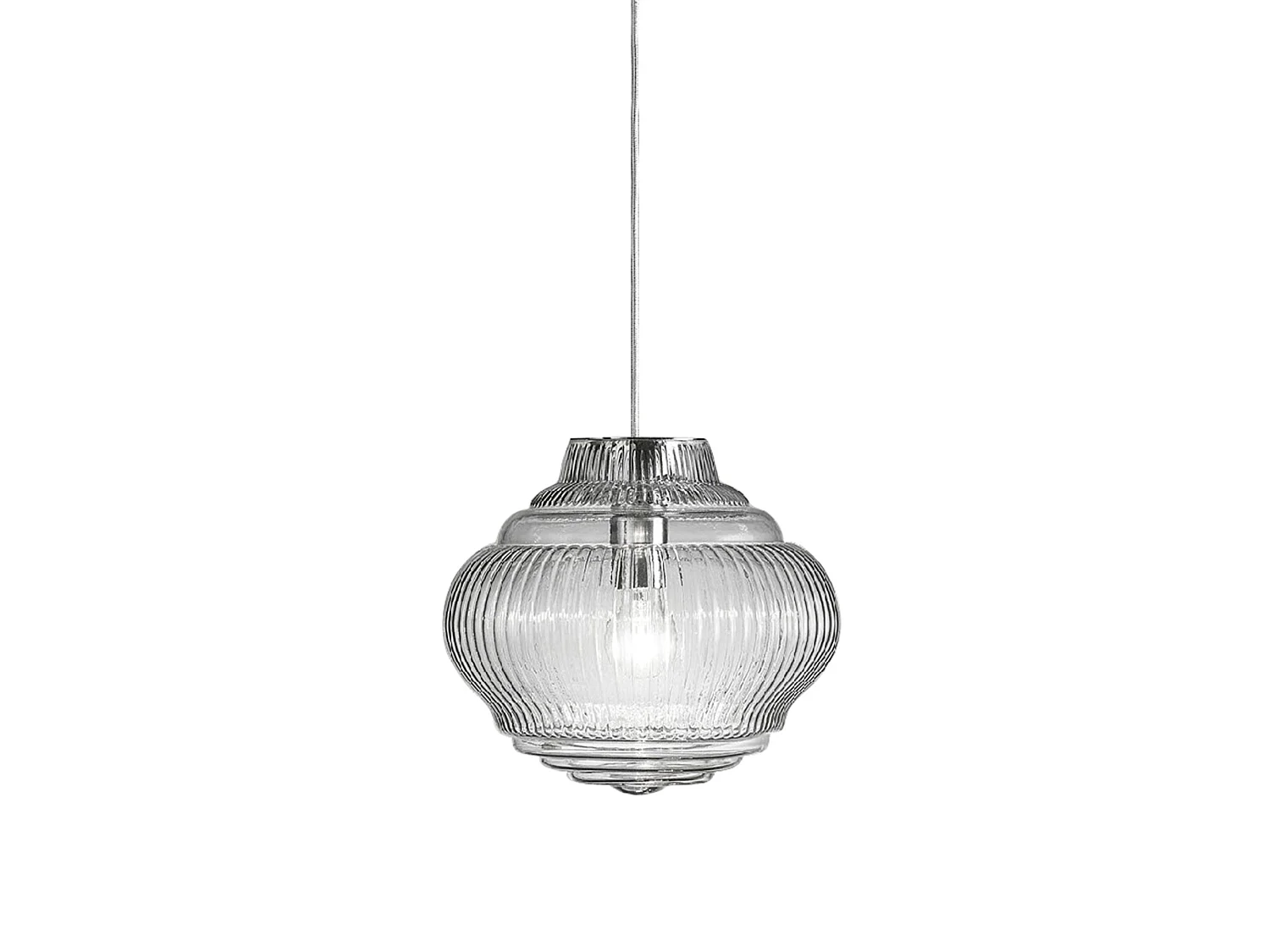 Lampa wisząca Bonnie, przezroczyste szkło dmuchane rigadyn, szara metalowa konstrukcja, wysokość 313 cm, gniazdo E27, do wnętrz, stylowy design 5012611 - obrazek 1
