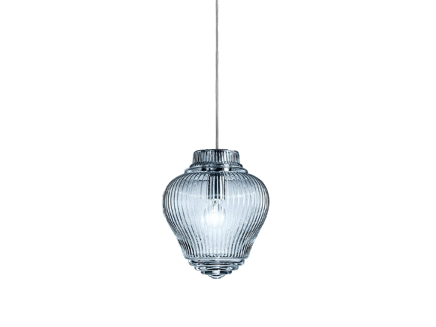 Lampa wisząca Clyde, ręcznie dmuchane niebieskie szkło, wykończenie rigadin, szara metalowa konstrukcja, średnica 23 cm, wysokość aż do 315 cm 5012624 - obrazek 1