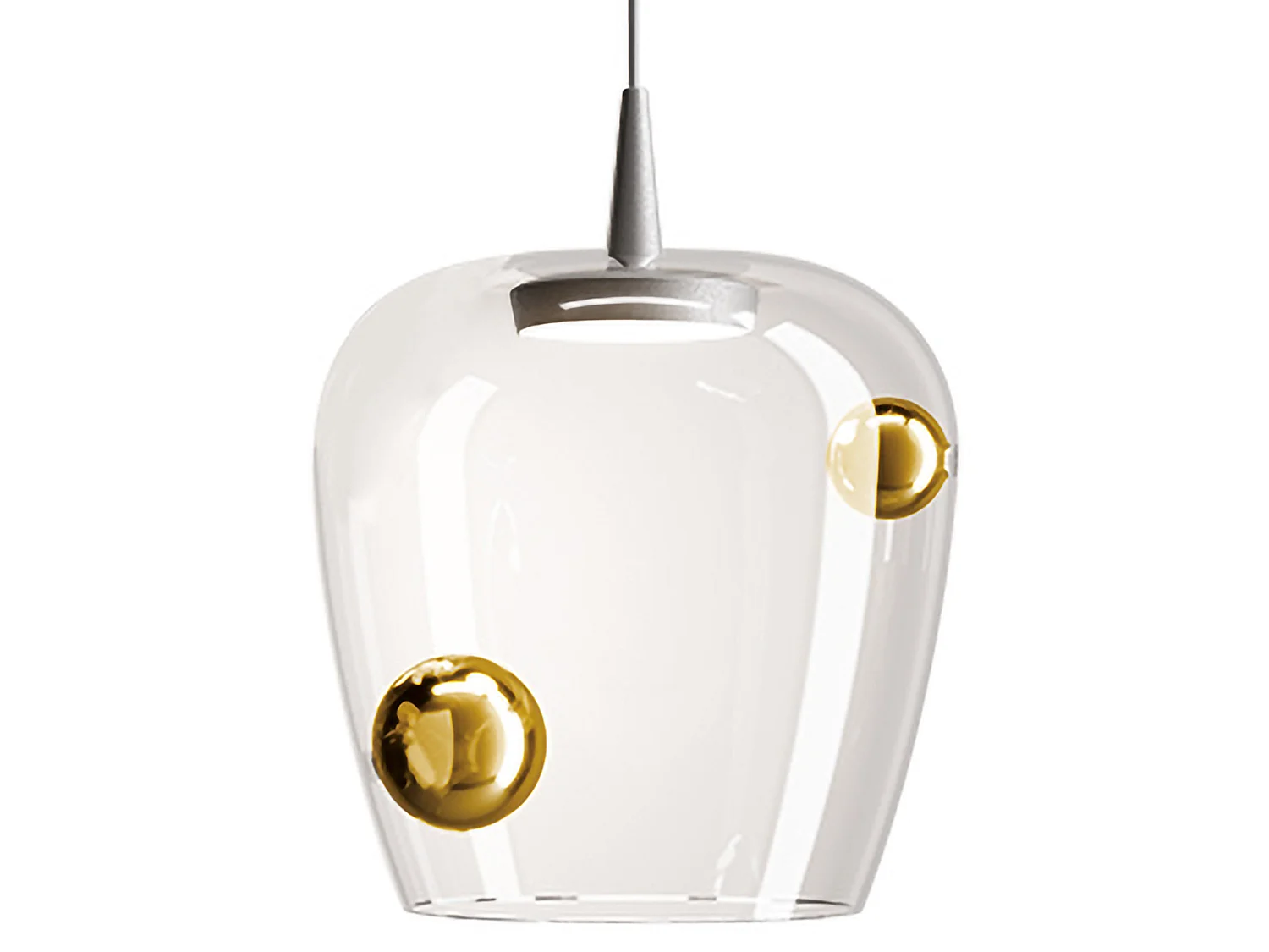 Lampa wisząca LED Zafferano Bilia 8W 2700K z dmuchanego szkła borokrzemianowego, wykończenie z aluminium i brązu, średnica 27 cm, wys 333 cm 5012638 - obrazek 1