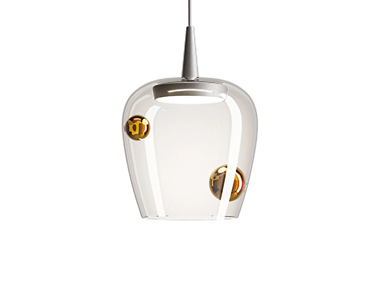 Lampa wisząca Zafferano Bilia 230V z dmuchanego szkła borokrzemianowego z wykończeniem z aluminium i brązu, średnica 18 cm, dioda LED 8W, CRI 90 5012639 - obrazek 1
