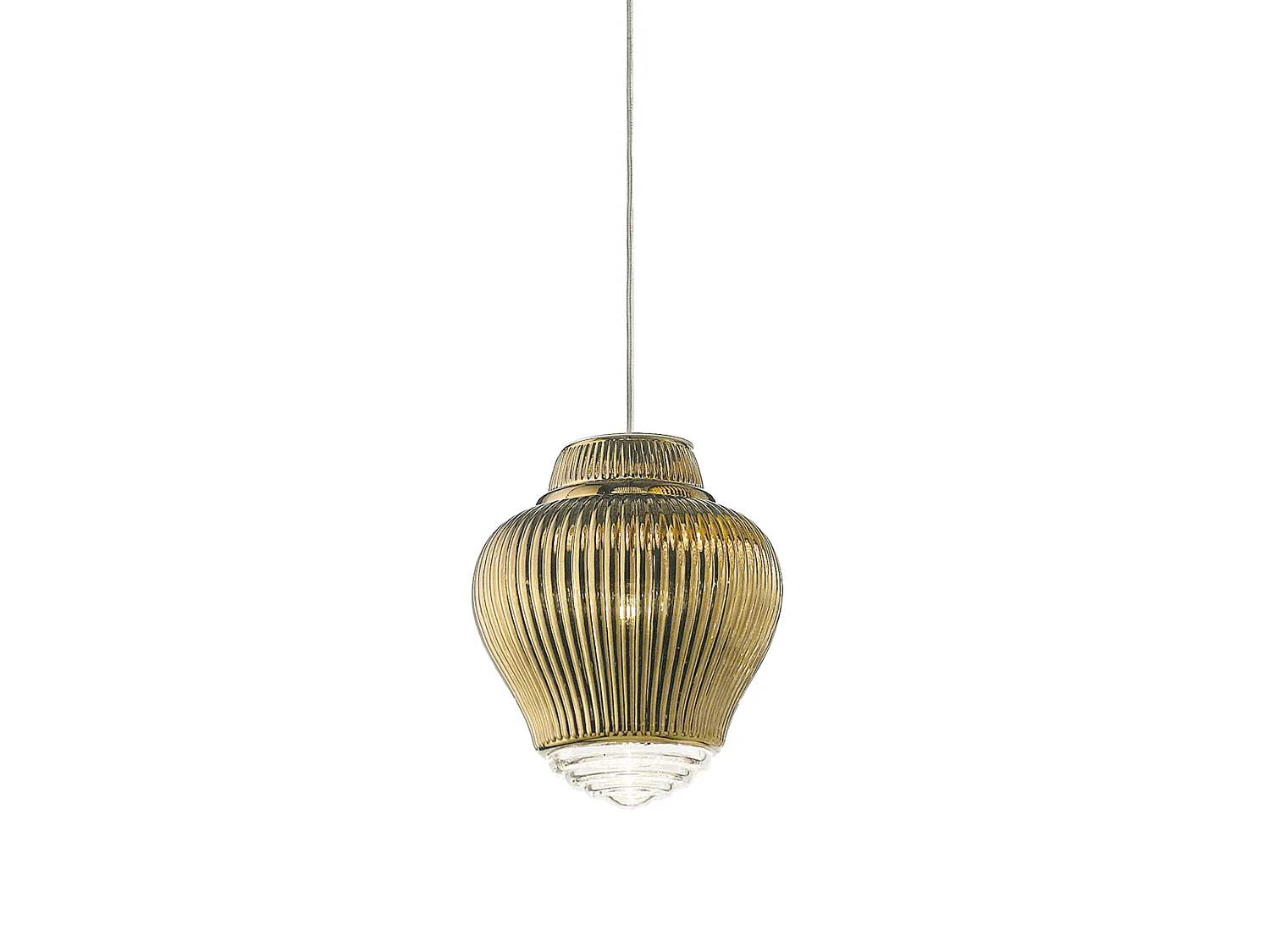 Lampa wisząca Clyde z ręcznie dmuchanego szkła z wykończeniem w kolorze starego złota i metalową konstrukcją, modułowa i elegancka, Ø 23 cm 5012648 - obrazek 1
