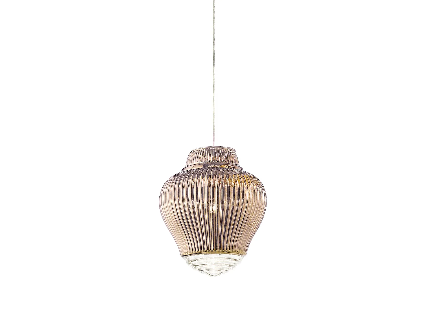 Lampa wisząca Clyde, szkło dmuchane, różowe złoto, rigadyn, szara metalowa konstrukcja, regulowana wysokość, stylowa konstrukcja modułowa 5012690 - obrazek 1
