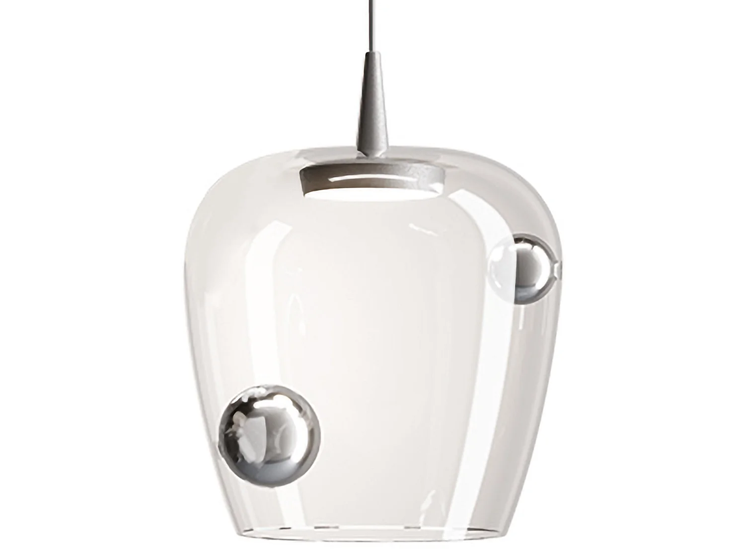 Lampa wisząca Zafferano Bilia LED 8W 3000K, średnica 27 cm, wykonana z dmuchanego szkła borokrzemianowego z wykończeniem aluminiowym i srebrnym 5012502 - obrazek 1