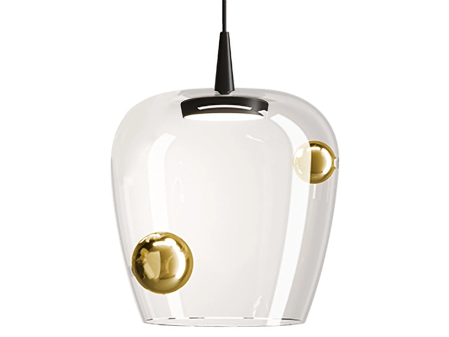 Lampa wisząca Zafferano Bilia 230V LED 8W ze szkła borokrzemianowego, czarne i antyczne złote wykończenie, średnica 27 cm, CRI 90, design premium 5012616 - obrazek 1
