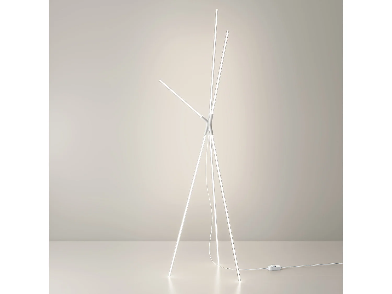Lampa stojąca LED Sculptural, trójnóg z białego aluminium, 36W, regulacja barwy światła, wysokość 191,7 cm, szczelność IP20, nowoczesny design. 5014152 - obrazek 1
