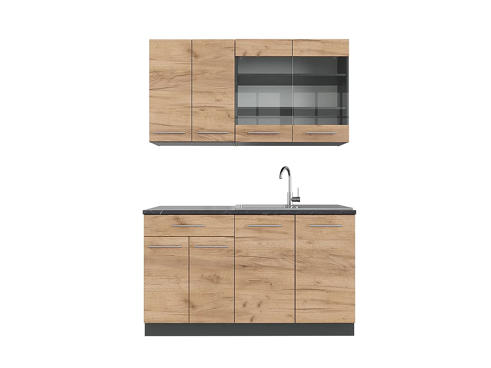 Kuchnia pojedyncza złoty dąb power/antracyt 140x46x81.6 fame-line 4781339