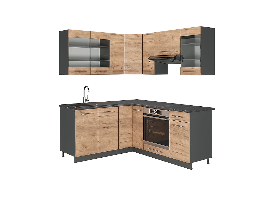 Kuchnia narożna dąb goldkraft/antracyt 190x46x81.6 fame-line 4779227 - obrazek 1