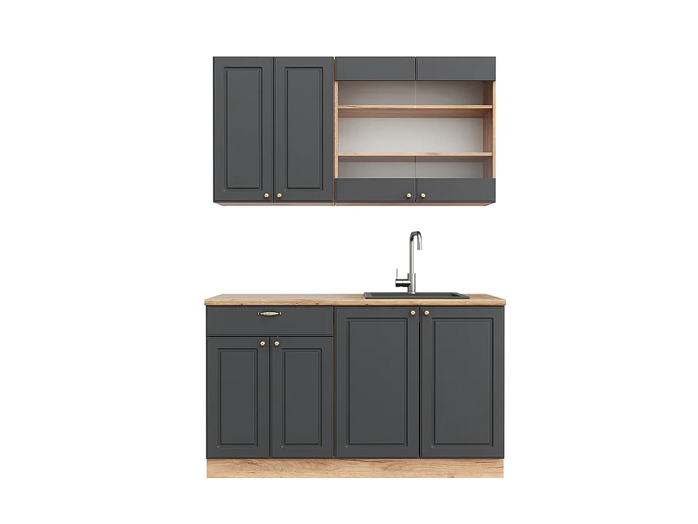 Kuchnia pojedyncza anthracite country house/gold kraft oak 140x46x81.6 fame-line 4782038 - obrazek 1