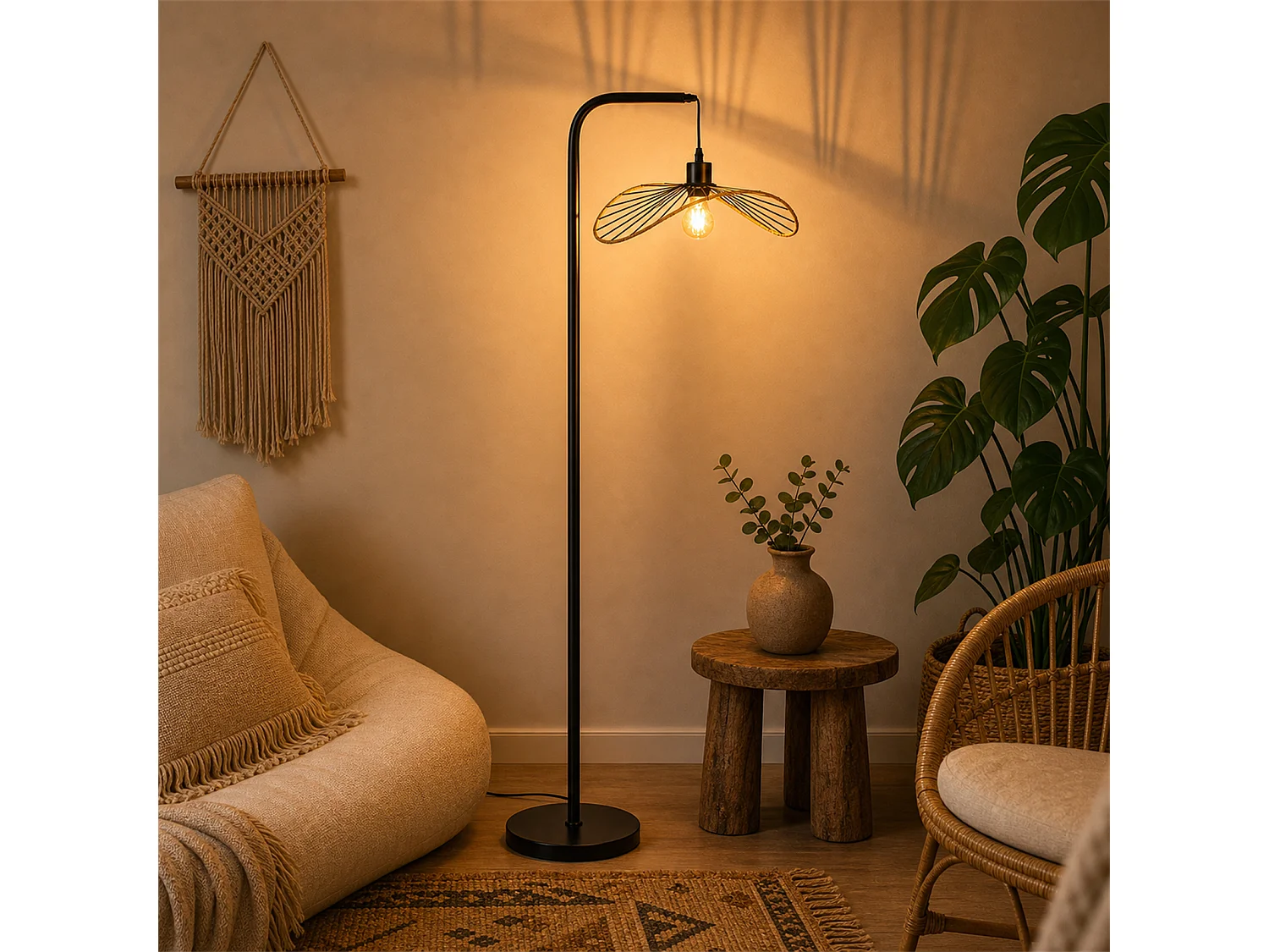 Lampa podłogowa Nettlife Vintage Black Arc – industrialna metalowa lampa podłogowa z gniazdem E27 i przełącznikiem nożnym (żarówka nie jest dołączona) 4861018 - obrazek 1