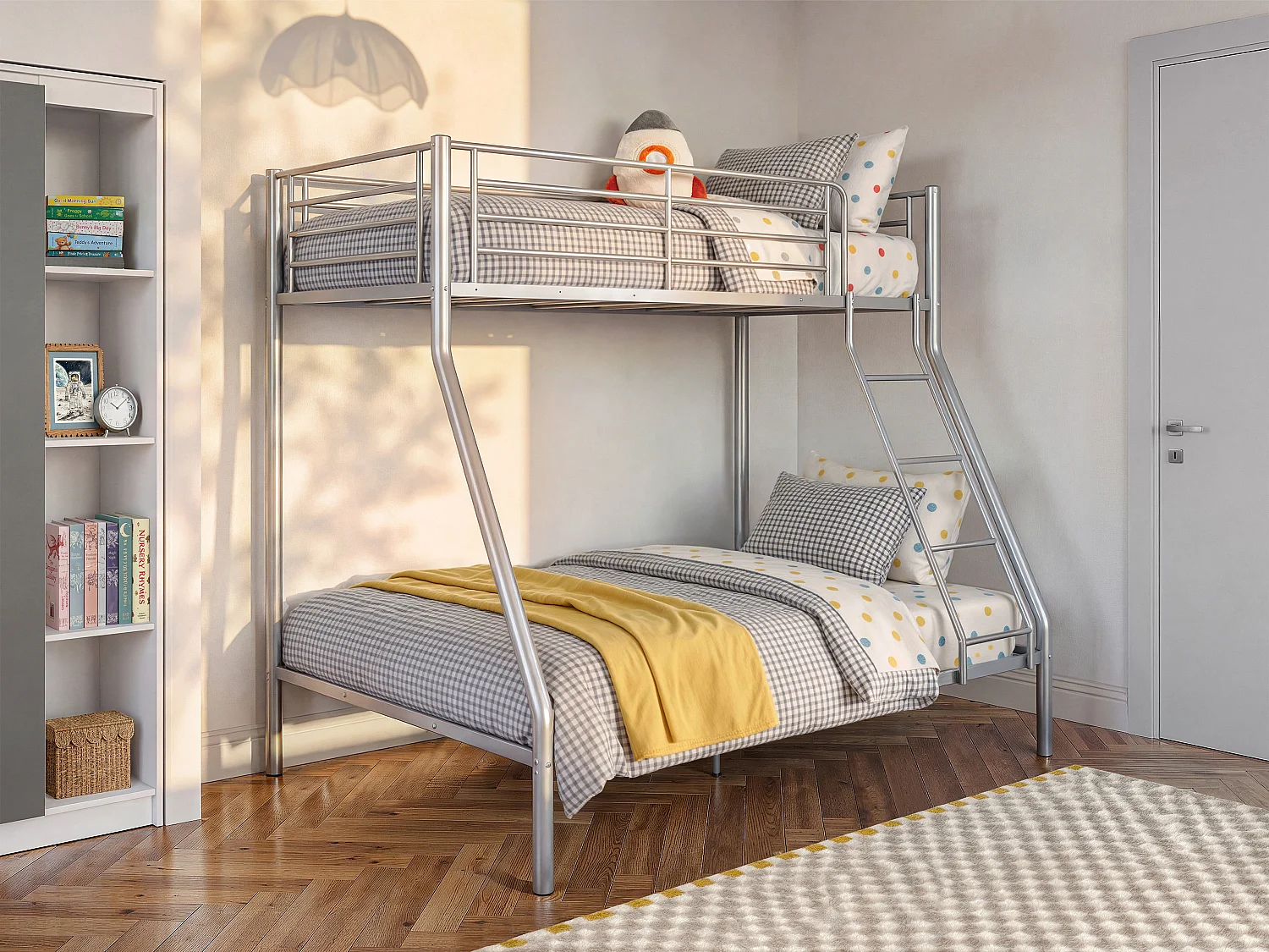 Łóżko piętrowe ELEVATIO IV - 90 i 140 × 190 cm - Stal - Srebry 129257 - obrazek 1