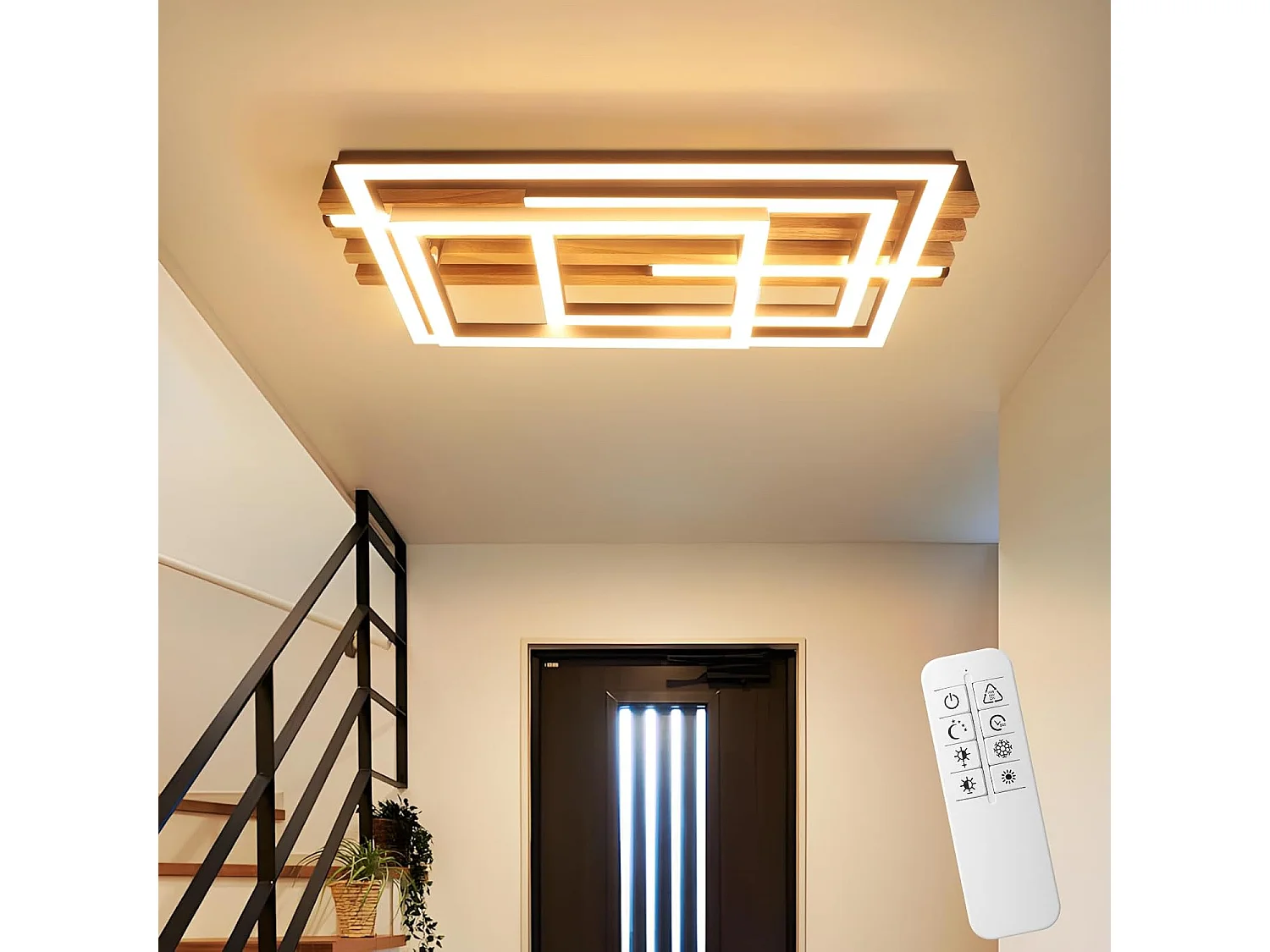 Lampa sufitowa LED Nettlife 41 W – nowoczesna, czarna lampa sufitowa, ściemniana za pomocą pilota, funkcja pamięci, do salonu, sypialni, kuchni i przedpokoju 5016499 - obrazek 1