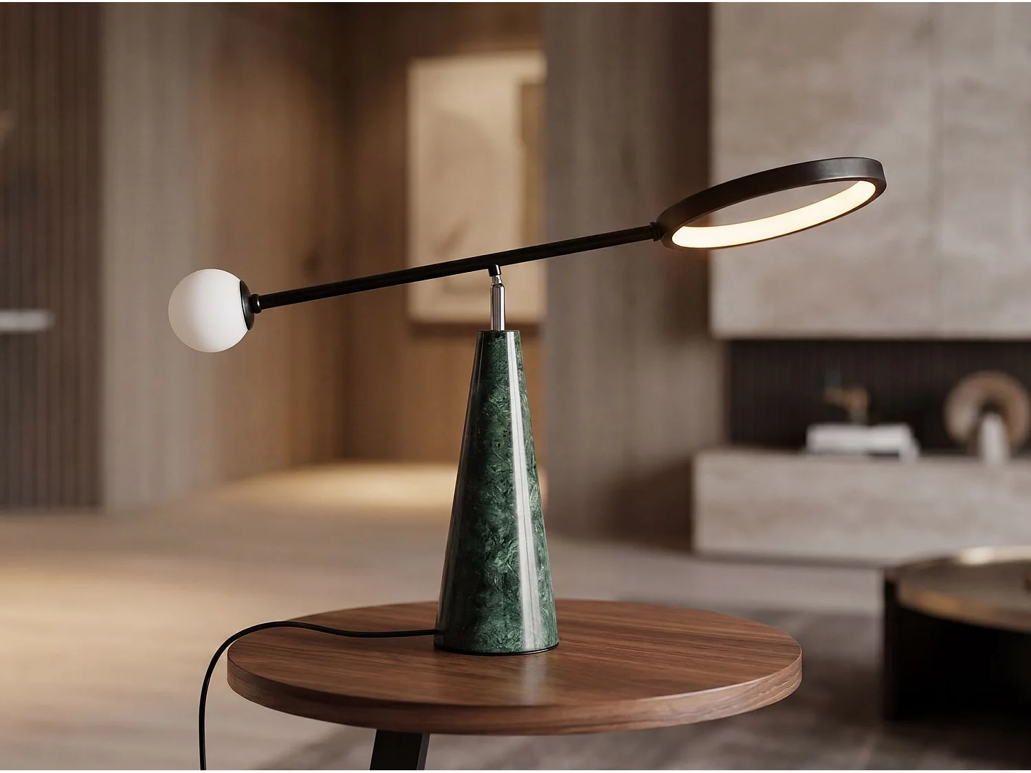 Lampa stołowa z czarnej stali i marmuru porcelanowego 8093 THE LUMINE 5019651 - obrazek 1