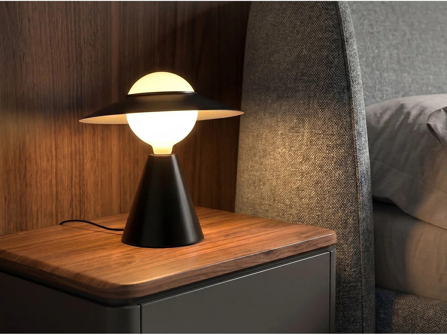 Lampa stołowa z białego szkła i czarnej stali 8089 THE LUMINE 5019664 - obrazek 1