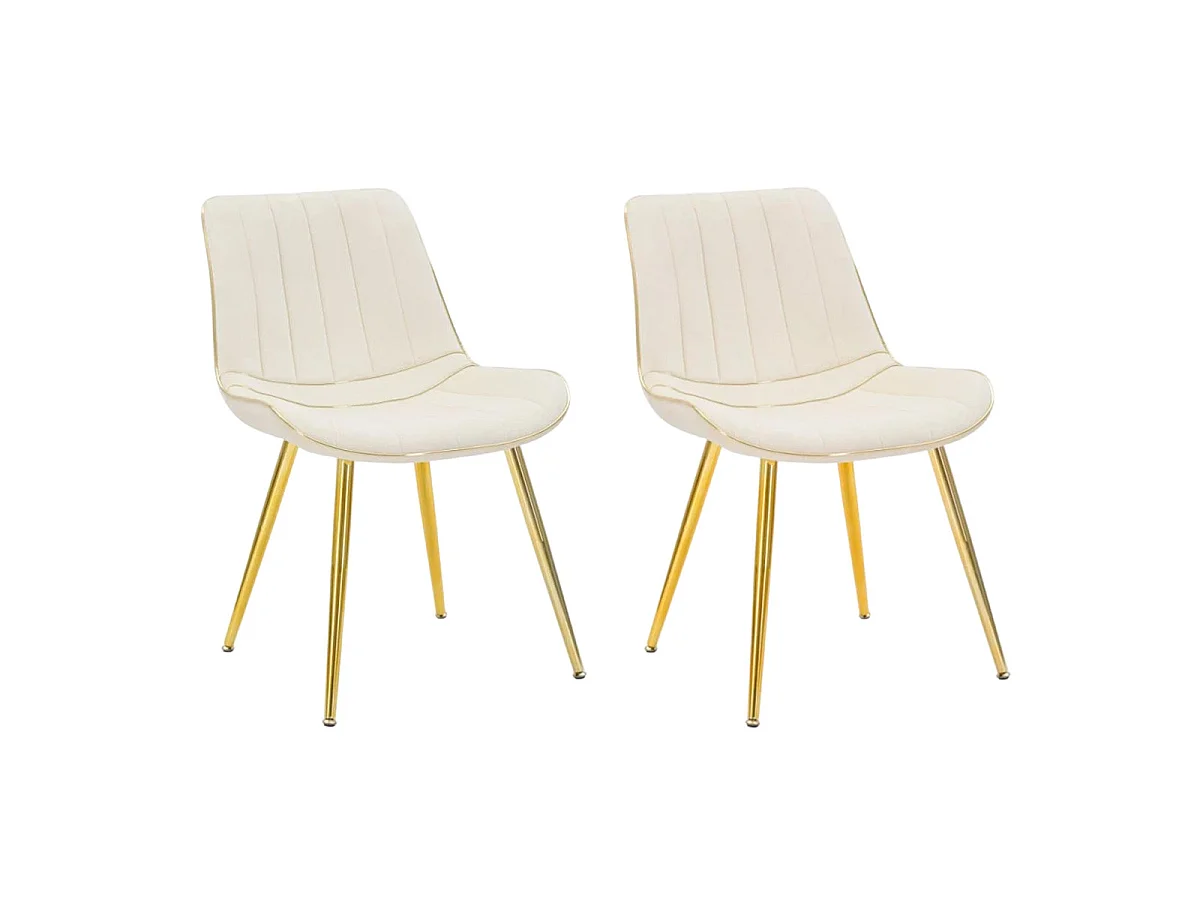 Zestaw 2 krzeseł Paris Glam w kolorze kremowym i złotym – tapicerowane krzesło z metalową ramą w kolorze złotym, wymiary 51 x 59 x 79 cm – krzesło designerskie 3719849 - obrazek 1