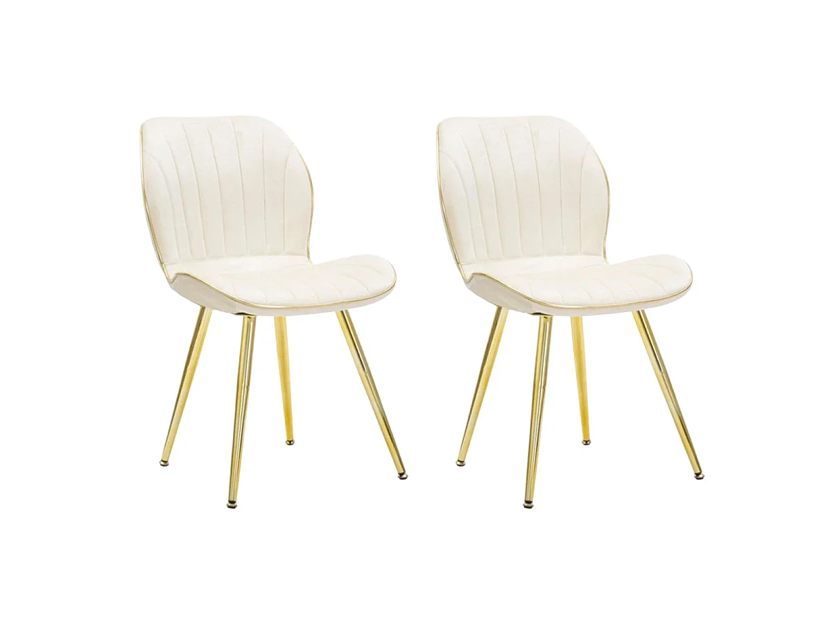 Zestaw 2 krzeseł Paris Space w kolorze kremowo-złotym – tapicerowane syntetycznym aksamitem krzesła z ergonomicznym oparciem – współczesny design glamour 3719847 - obrazek 1