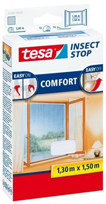 Moskitiera okienna COMFORT 1,3m x 1,5m biała 55388‑00020‑00
