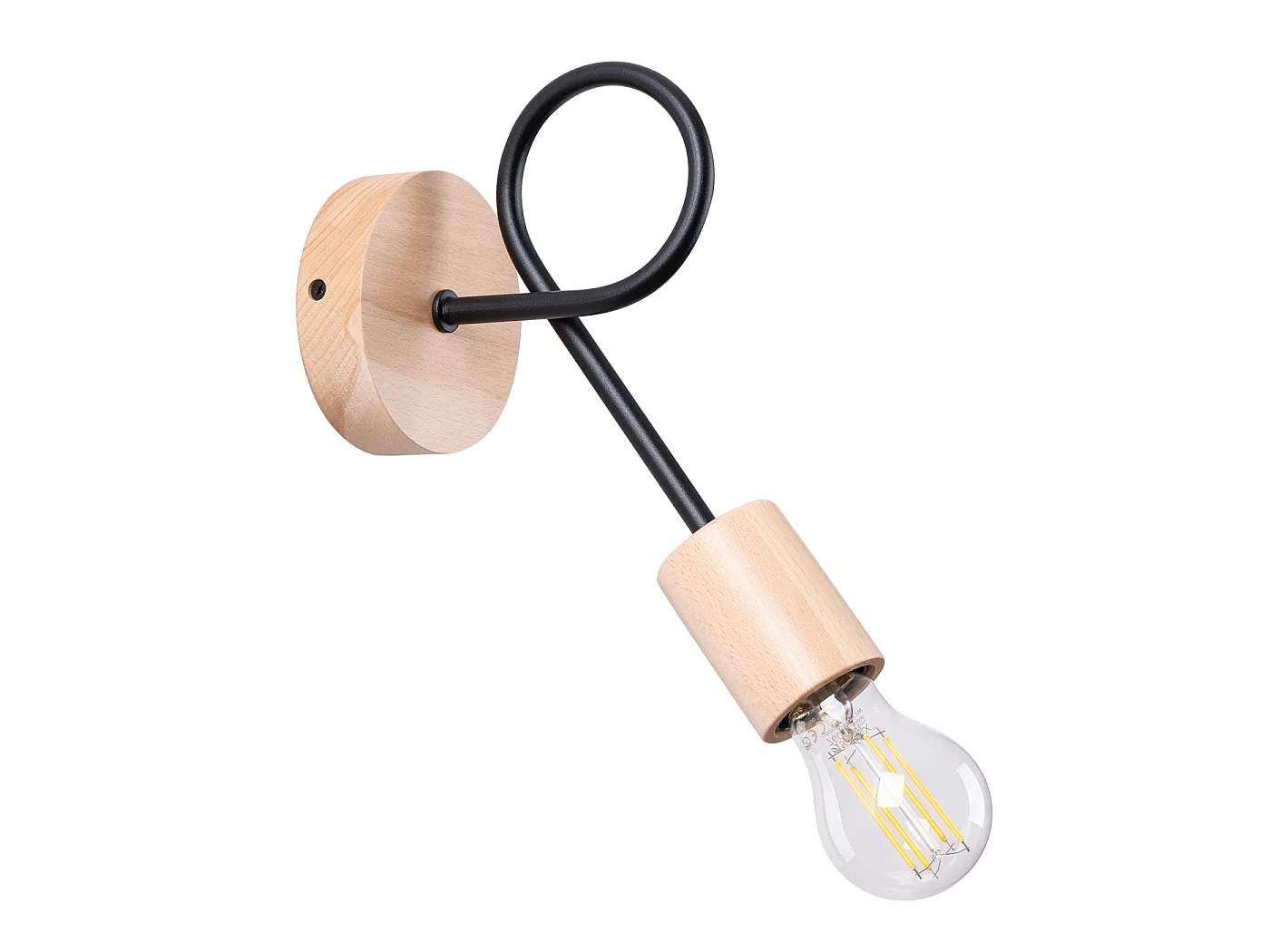 Lampa ścienna minimalistyczny EMBER, stal/drewno - 1 źródło - L.10 x H.24 cm - czarny/naturalne drewno 3627499 - obrazek 1