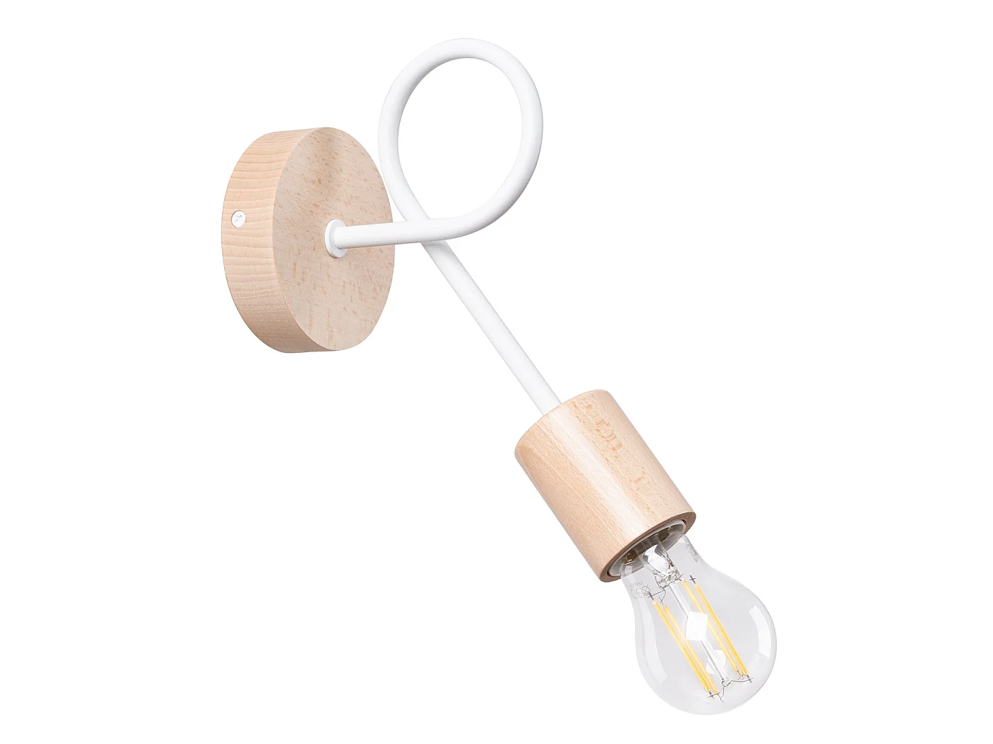 Lampa ścienna minimalistyczny EMBER, stal/drewno - 1 źródło - L.10 x H.24 cm - biały/naturalne drewno 3627526 - obrazek 1