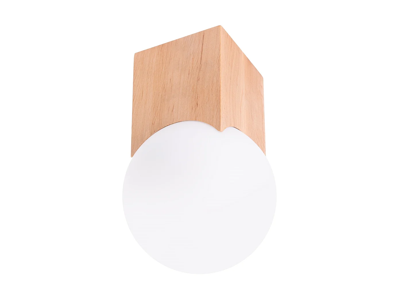 Lampa sufitowa minimalistyczny SOLIS, drewno/szkło - 1 źródło - L.12 x H.19 cm - natruralne drewno/biały 3627405 - obrazek 1