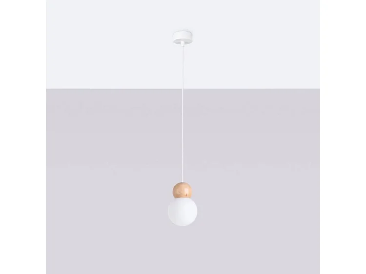 Lampa wisząca PEKKA 1 biała/naturalne drewno 3277614