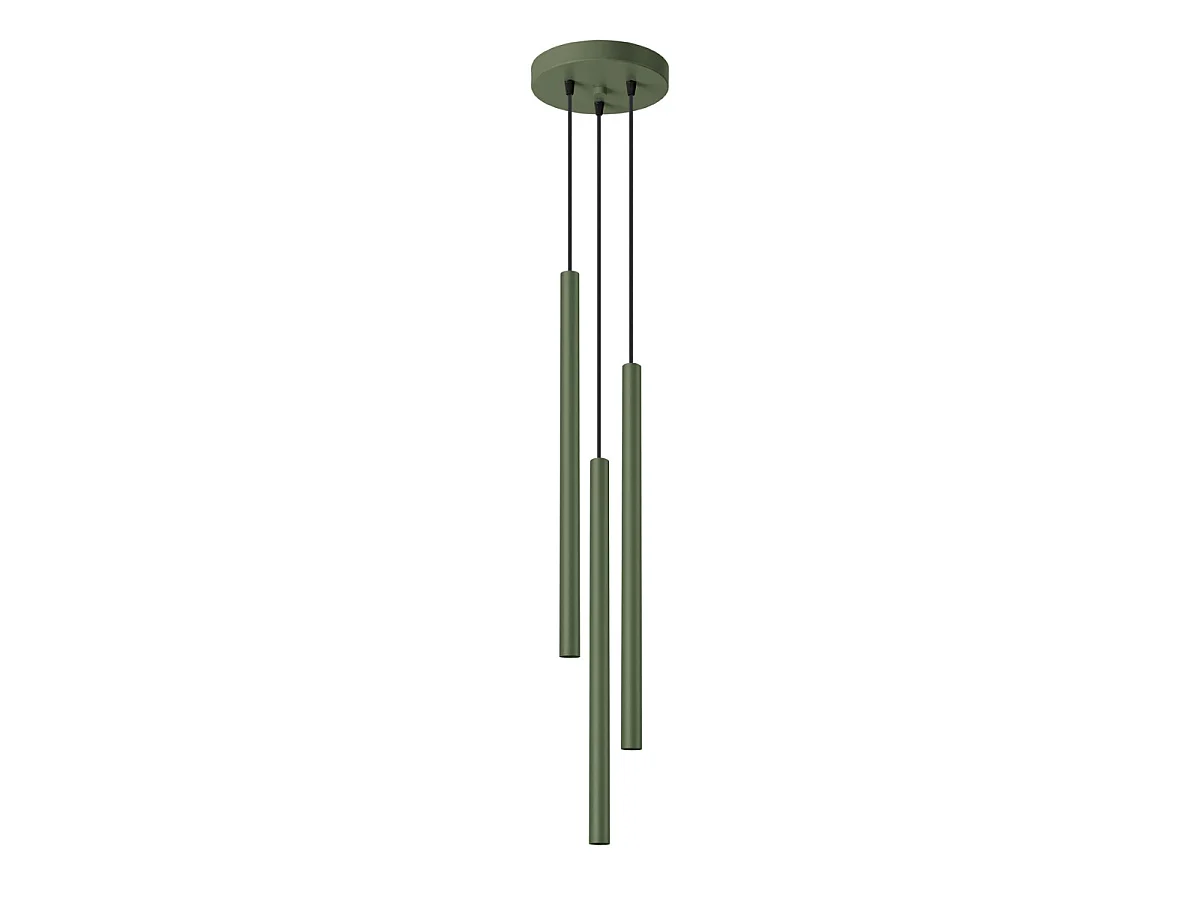 Lampa wisząca nowoczesny PASTELO, stal - 3 źródło - L.19.5 x H.104 cm - zielony oliwkowy 3609497 - obrazek 1