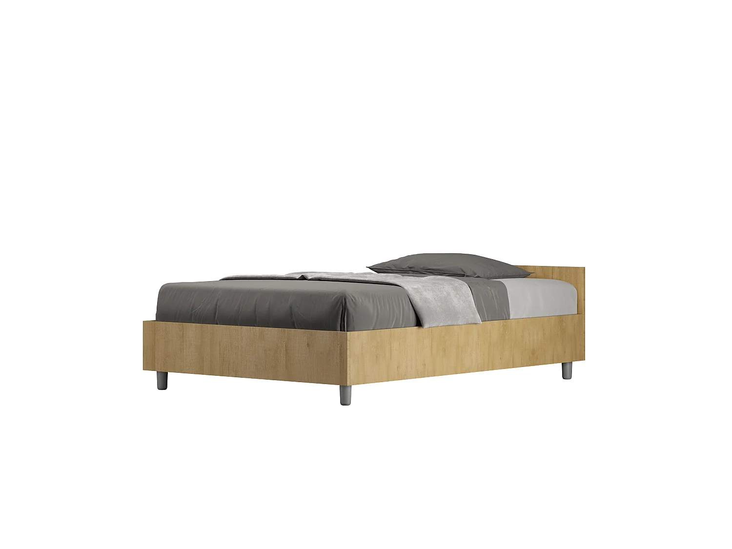 Łóżko wyposażone w stelaż z listwami 120x200 dąb naturalny Nuamo 3600631 - obrazek 1
