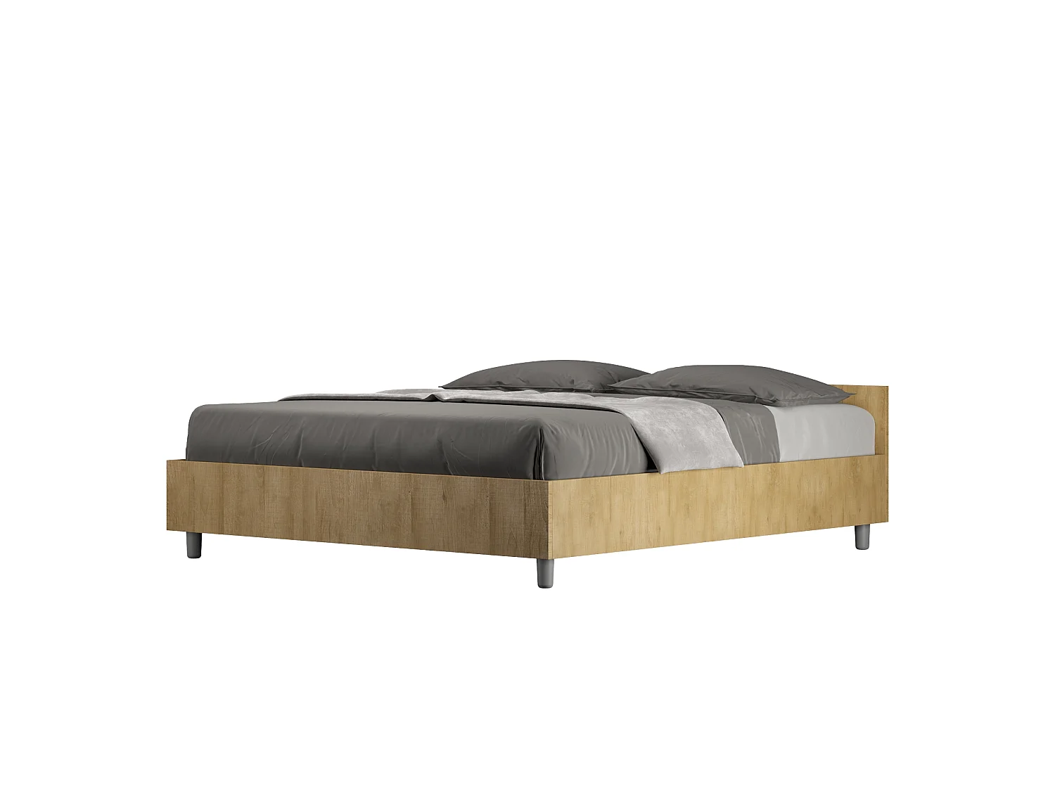 Łóżko wyposażone w stelaż z listwami 160x200 Dąb naturalny Nuamo 3578975 - obrazek 1