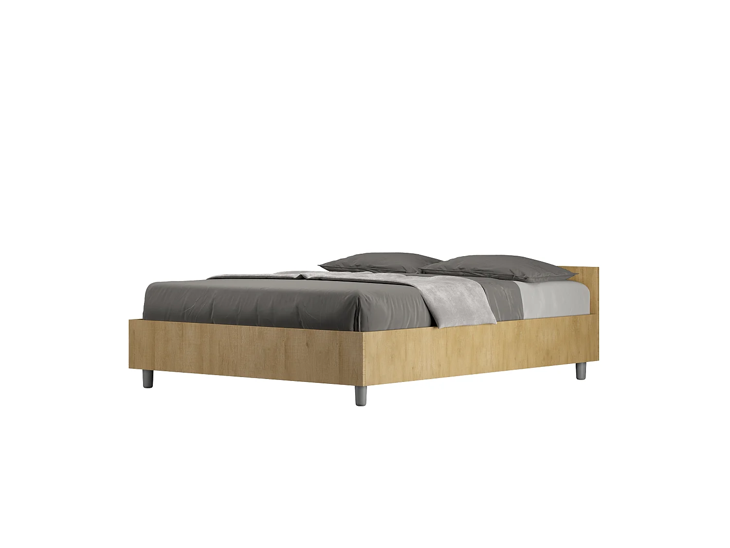 Łóżko wyposażone w stelaż z listwami 140x200 dąb naturalny Nuamo 3578991 - obrazek 1