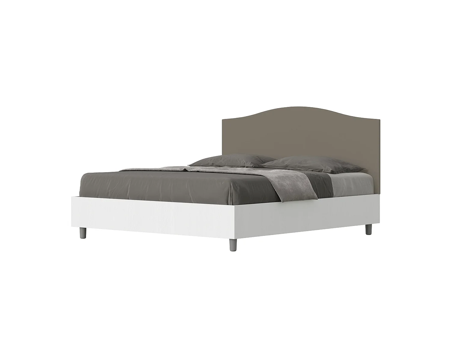 Łóżko wyposażone w stelaż z listwami 160x200 konstrukcja Frassino biała zagłówek sztucznej skóry cappuccino Grace 3603162 - obrazek 1