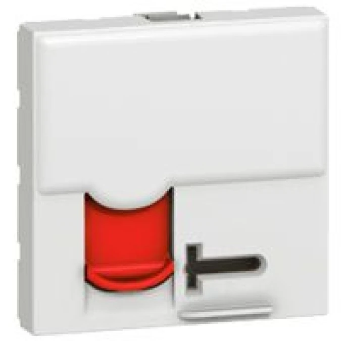 MOSAIC Gniazdo komputerowe /2moduły/ RJ45 kat.6a UTP białe z czerwoną klapką 076590 - obrazek 1