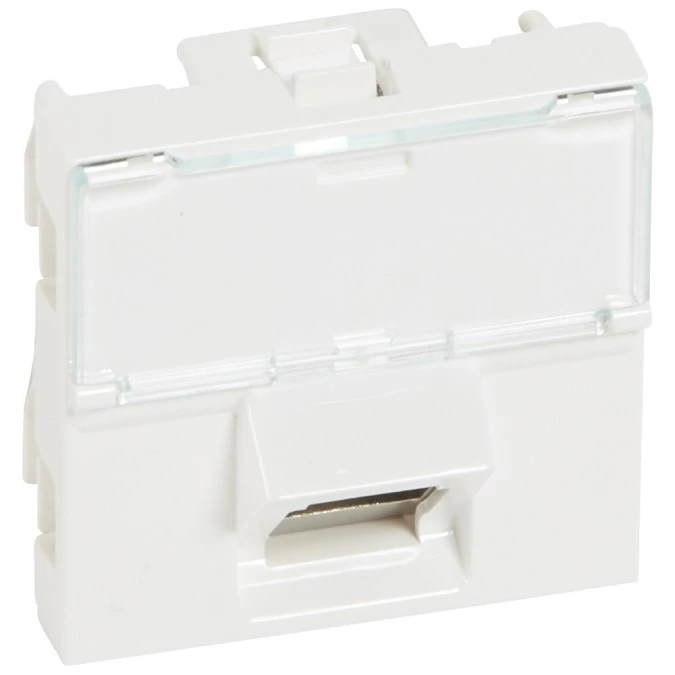 MOSAIC Gniazdo komputerowe /2moduły/ RJ45 kat.6 STP 45 białe 076507 - obrazek 1