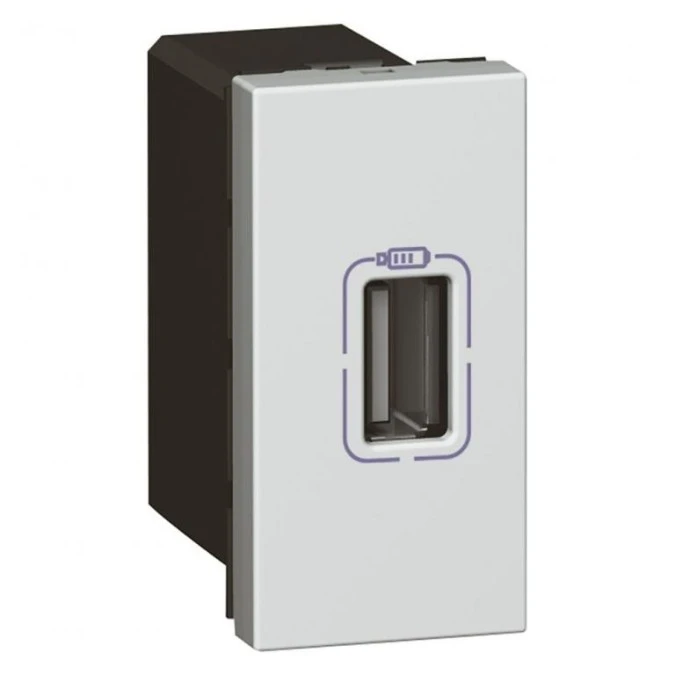 MOSAIC Gniazdo zasilające 1xUSB 5V 750 mA aluminium 079391 - obrazek 1