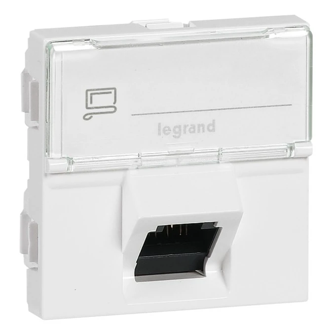 MOSAIC Gniazdo komputerowe /2moduły/ RJ45 kat.6a STP białe 45st. 076508 - obrazek 1
