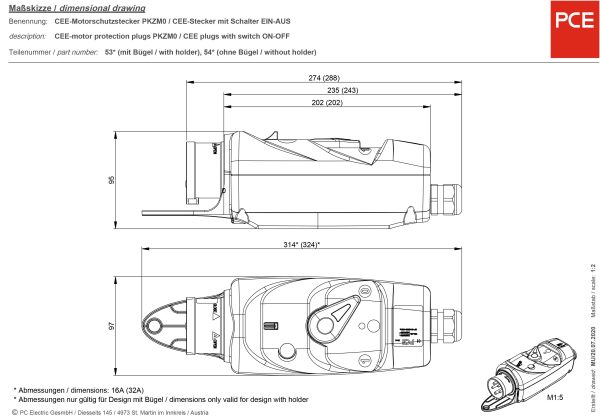 Złącze silnikowe CEE PCE 54015100 16 A 400 V