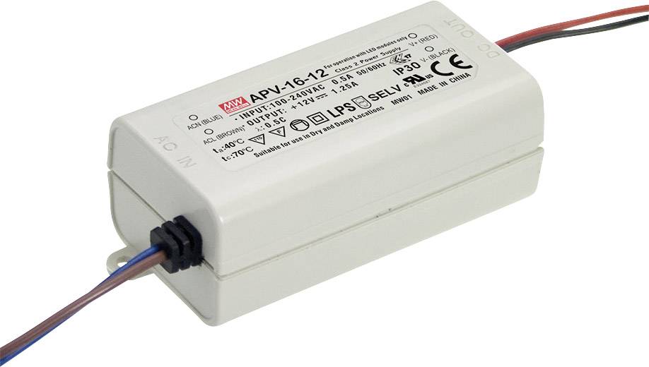 MEAN WELL APV-16-5 Transformator LED Stałonapięciowy 13 W 0 - 2.6 A 5 V/DC nie nadaje się do ściemniania, Zabezpieczenie - obrazek 1