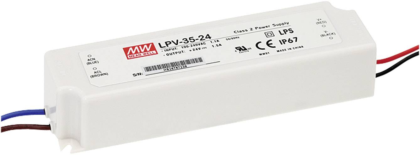 MEAN WELL LPV-35-15 Transformator LED Stałonapięciowy 36 W 0 - 2.4 A 15 V/DC nie nadaje się do ściemniania, Zabezpieczen - obrazek 1