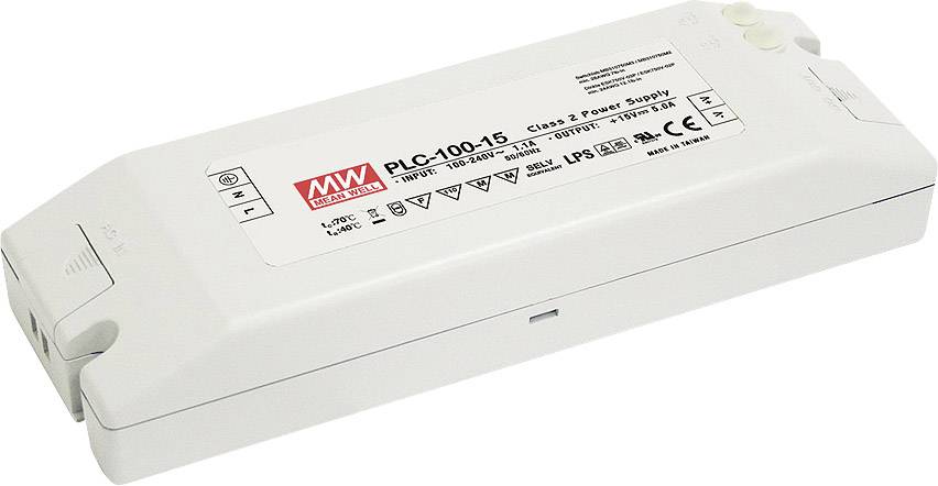 MEAN WELL PLC-100-15 Sterownik LED, Transformator LED Stałonapięciowy, Stałonaprądowy 75 W 5 A 15 V/DC nie nadaje się do - obrazek 1