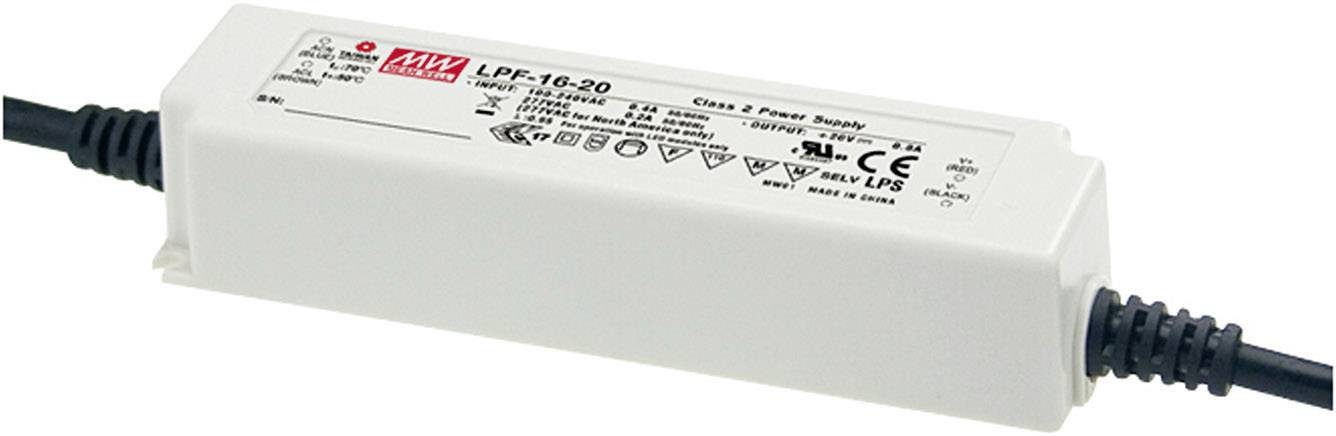 MEAN WELL LPF-16-12 Sterownik LED, Transformator LED Stałonapięciowy, Stałonaprądowy 16.08 W 1.34 A 6.6 - 12 V/DC nie na - obrazek 1