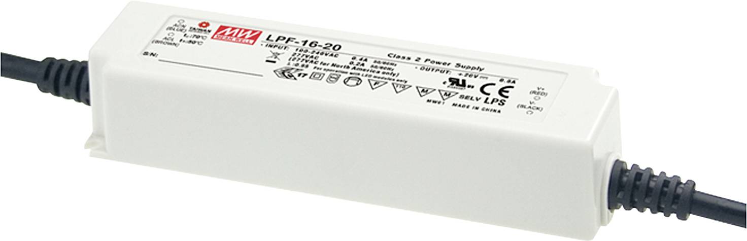 MEAN WELL LPF-16D-30 Sterownik LED, Transformator LED Stałonapięciowy, Stałonaprądowy 16.2 W 0.54 A 16.5 - 30 V/DC Ściem - obrazek 1