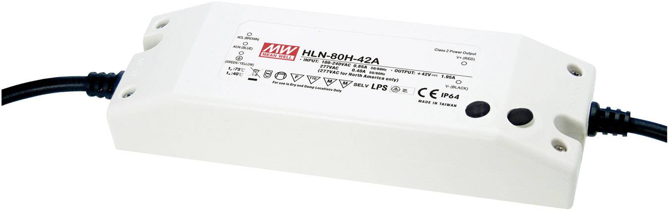 MEAN WELL HLN-80H-24A Sterownik LED, Transformator LED Stałonapięciowy, Stałonaprądowy 81 W 3.4 A 14.4 - 24 V/DC Ściemni - obrazek 1