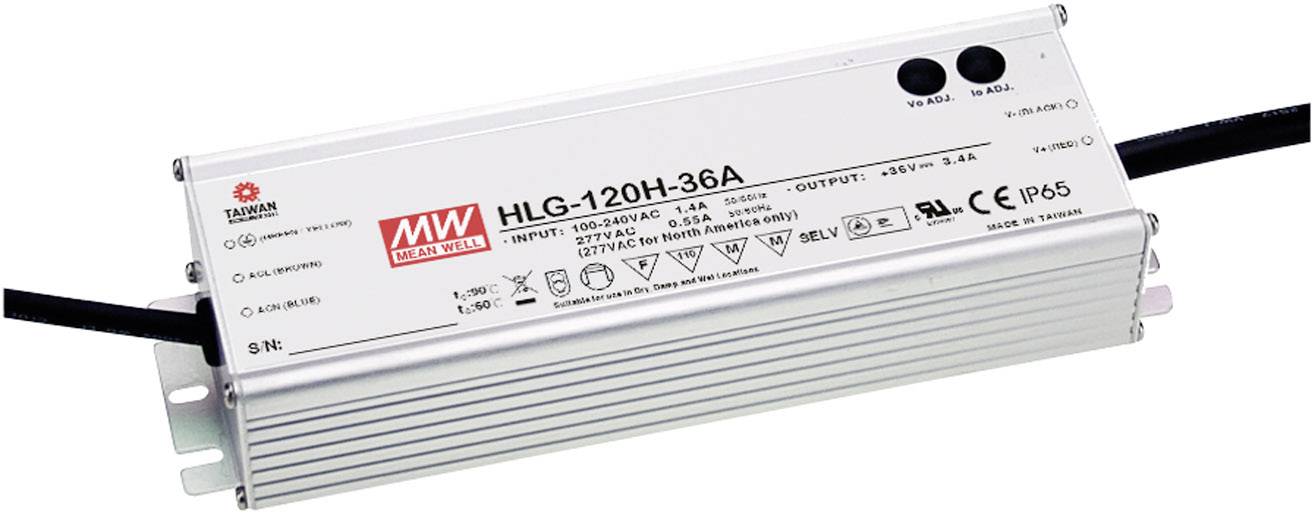 MEAN WELL HLG-120H-C1400A Sterownik LED, Transformator LED Stałonaprądowy 151 W 1.4 A 54 - 108 V/DC Układ PFC, Zabezpiec - obrazek 1