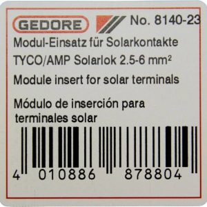 Wkładka do zaciskarki Gedore 8140-23 2078082, 2.5 do 6 mm² Wkładka do zaciskarki Gedore 8140-23 2078082, 2.5 do 6 mm²