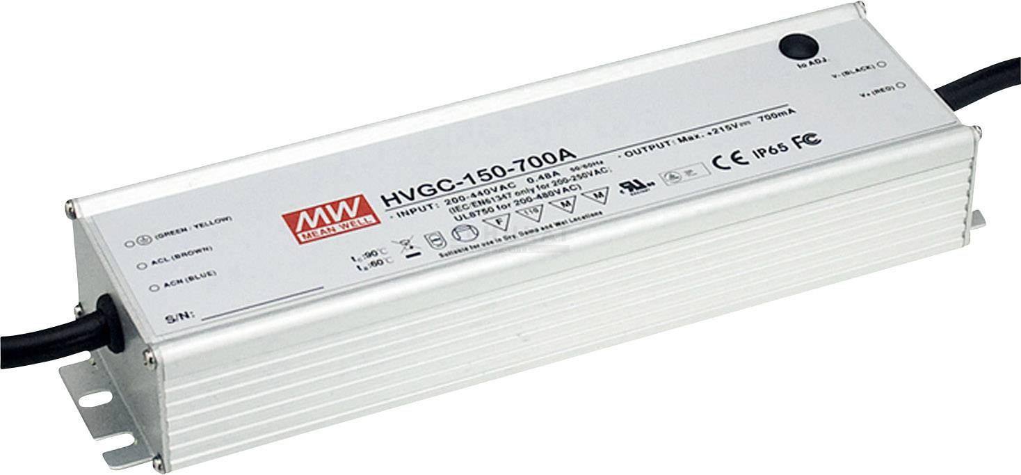 MEAN WELL HVGC-150-1050A Sterownik LED Stałonaprądowy 150.15 W 1.05 A 15 - 143 V/DC Ściemniacz, Układ PFC, Zabezpieczeni - obrazek 1